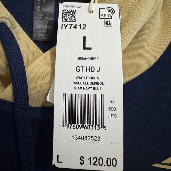 adidas Georgia Tech Yellow Jackets Team Issue Baseball Hoodie IY7412 Men NEW - Picture 9 of 11